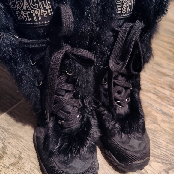 Coach JEANIE Rabbit fur , Waterproof Boots. Excellent Condition sz 6.5 Black - Picture 11 of 11
